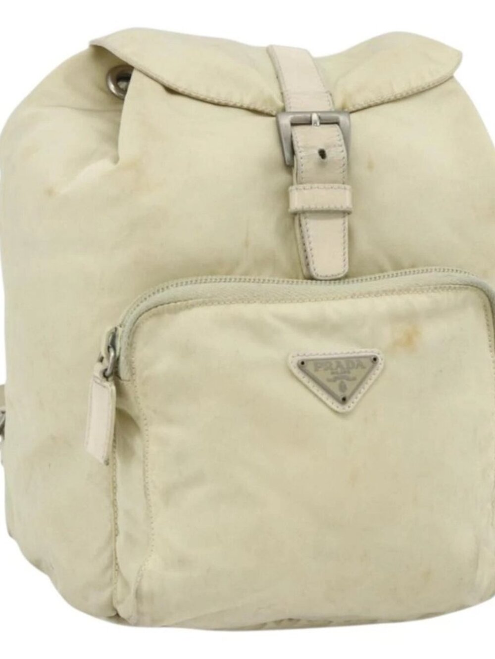 PRADA Backpack Nylon Ivory Silver Auth 175828